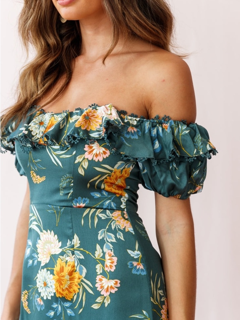 Saints + Secrets Teal Floral Dress - Picture 3 of 11